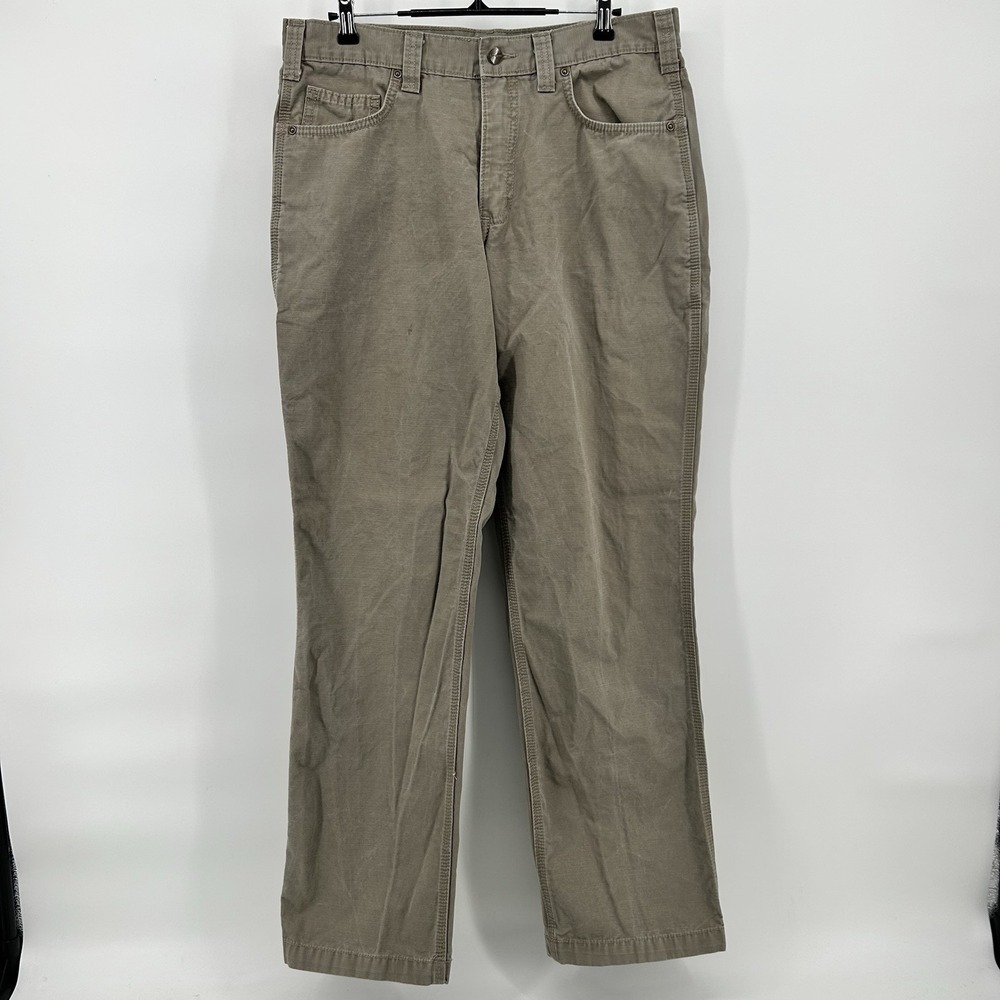 Carhartt Relaxed Fit Pants Mens 33x32 Khaki Utility Canvas Workwear Rugged